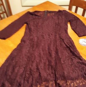 Womens Deep Purple Lace Dress
